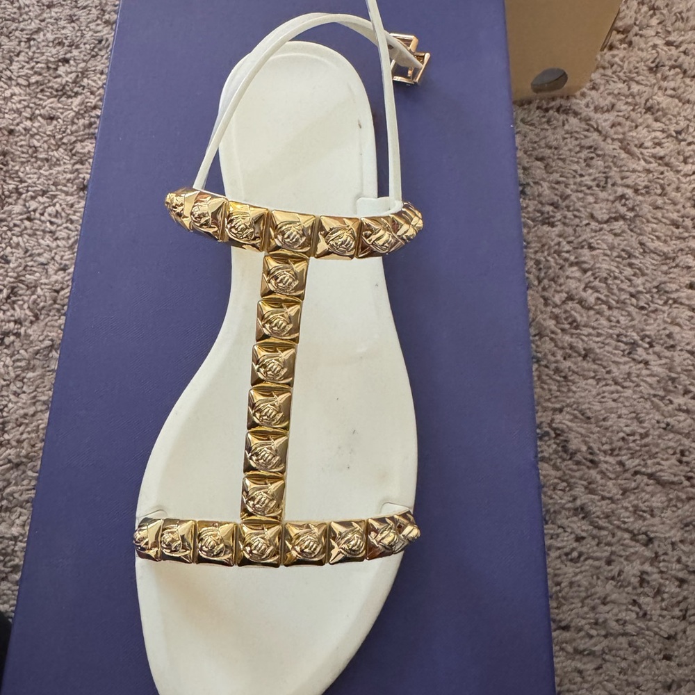 Elegant White and Gold Women's Sandals